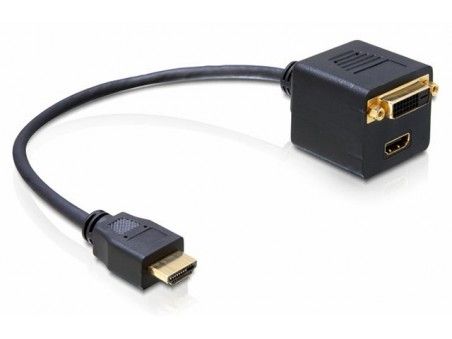 Adapter przejściówka DELOCK - HDMI do DVI + HDMI - Foto1